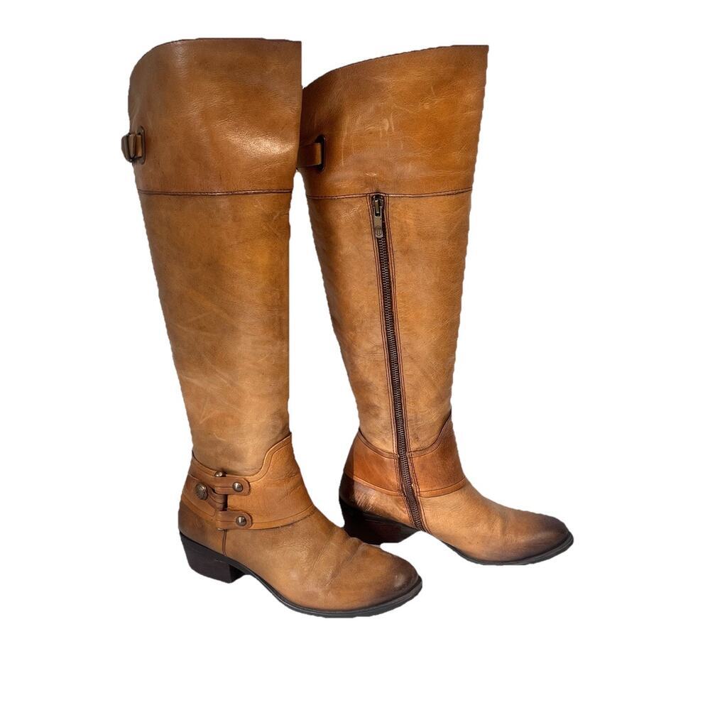 Vince Camuto Over Knee Brown Leather Riding Boots size 8B 38 Western Boho Dressy